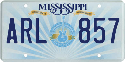 MS license plate ARL857