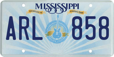 MS license plate ARL858