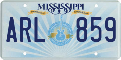 MS license plate ARL859