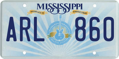 MS license plate ARL860