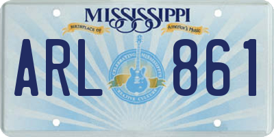 MS license plate ARL861