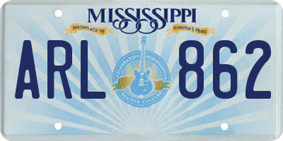 MS license plate ARL862