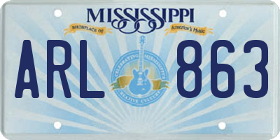MS license plate ARL863
