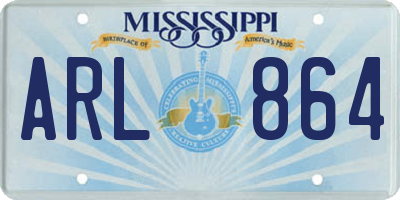 MS license plate ARL864
