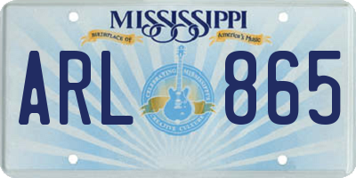 MS license plate ARL865