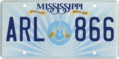 MS license plate ARL866