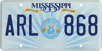 MS license plate ARL868
