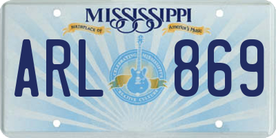 MS license plate ARL869