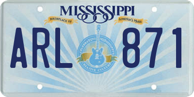 MS license plate ARL871