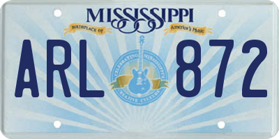 MS license plate ARL872