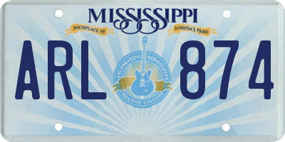 MS license plate ARL874