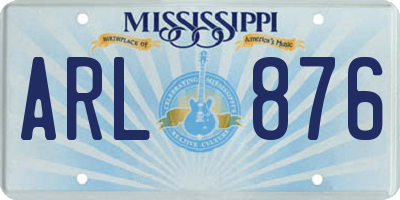 MS license plate ARL876