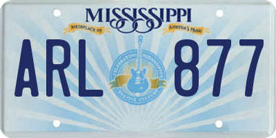 MS license plate ARL877