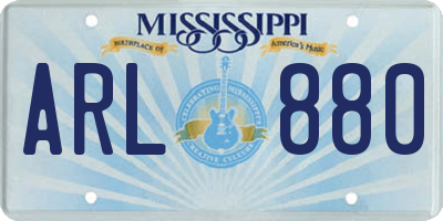MS license plate ARL880