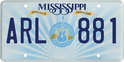 MS license plate ARL881