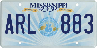 MS license plate ARL883