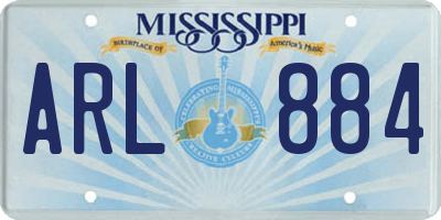 MS license plate ARL884