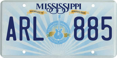 MS license plate ARL885