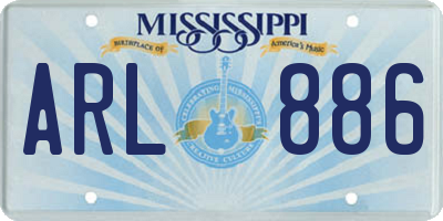 MS license plate ARL886