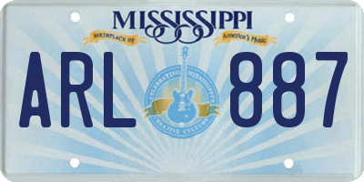 MS license plate ARL887