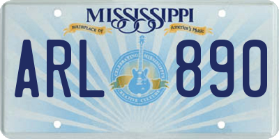 MS license plate ARL890