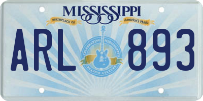 MS license plate ARL893