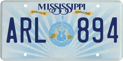 MS license plate ARL894