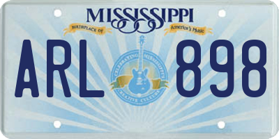 MS license plate ARL898