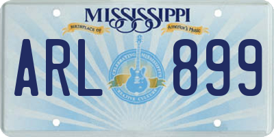 MS license plate ARL899