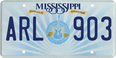MS license plate ARL903