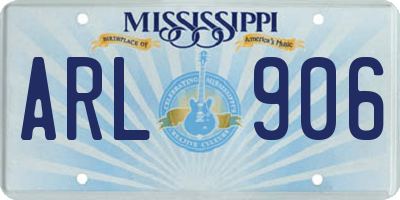 MS license plate ARL906