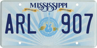 MS license plate ARL907