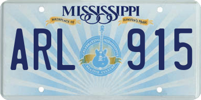 MS license plate ARL915