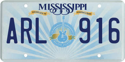MS license plate ARL916