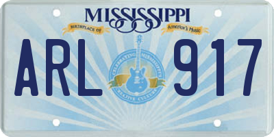 MS license plate ARL917