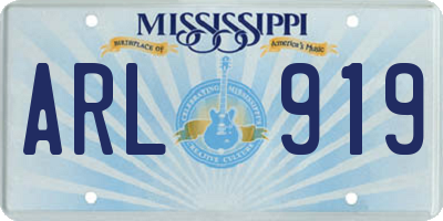 MS license plate ARL919
