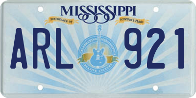 MS license plate ARL921