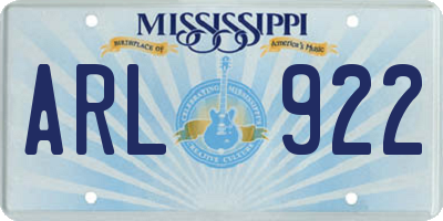 MS license plate ARL922