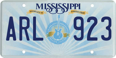 MS license plate ARL923