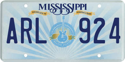 MS license plate ARL924