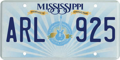 MS license plate ARL925