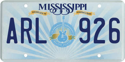 MS license plate ARL926