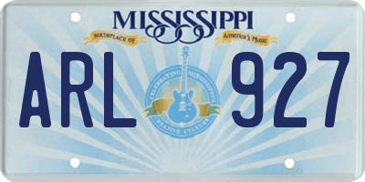 MS license plate ARL927