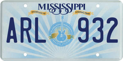 MS license plate ARL932