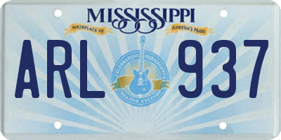MS license plate ARL937