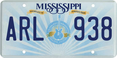 MS license plate ARL938