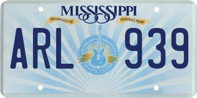 MS license plate ARL939