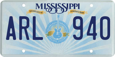 MS license plate ARL940
