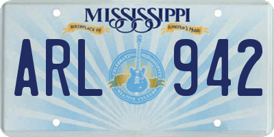 MS license plate ARL942