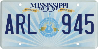 MS license plate ARL945